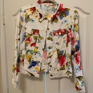 Boston proper crop floral jacket